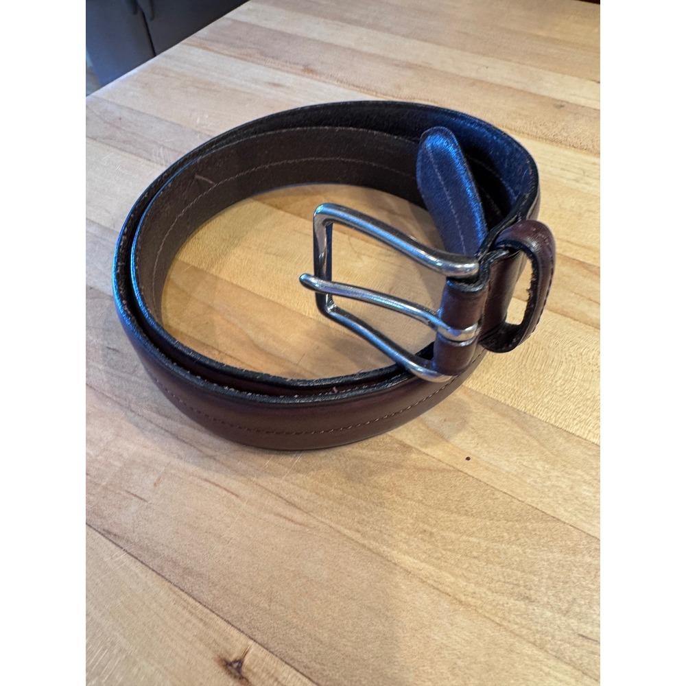 Coach 3720 Mens Dark Brown Leather Belt 80cm 32 Made in Italy Silver Buckle - Picture 7 of 9